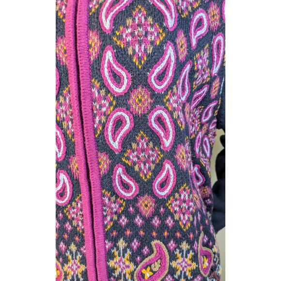 NEW VTG Joan Leslie Cardigan Sweater XL Berry Blue Paisley Embroidered Boho - Picture 6 of 12